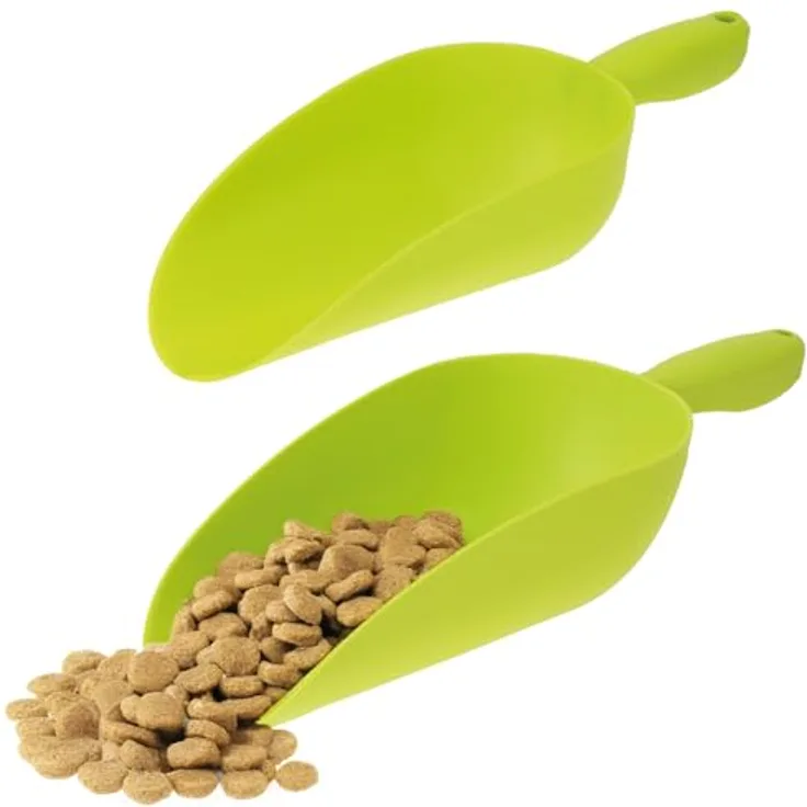 com-four 2x Futterschaufel mit großem Fassungsvermögen für Tierfutter und Saatgut, 28,5 cm & 32,5 cm, grün