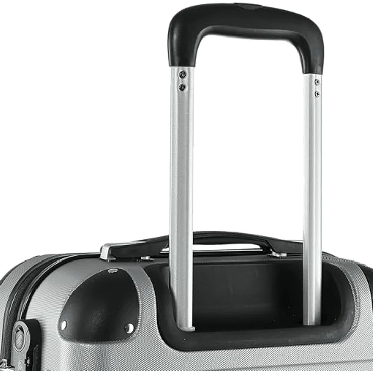 Monzana Koffer Essential Größe XL, 120 Liter Hartschale mit Kantenschutz, 4 gummierte Rollen, Schloss, Silber – Bild 3