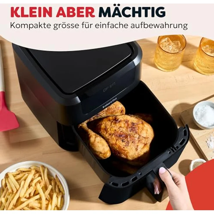 Instant Pot Vortex Compact, Heißluftfritteuse 5 l, 4 in 1 – Heißluftfrittieren, Backen, Trocknen, Aufwärmen, Schwarz, spülmaschinenfest, Antihaftbeschichtung – Bild 5