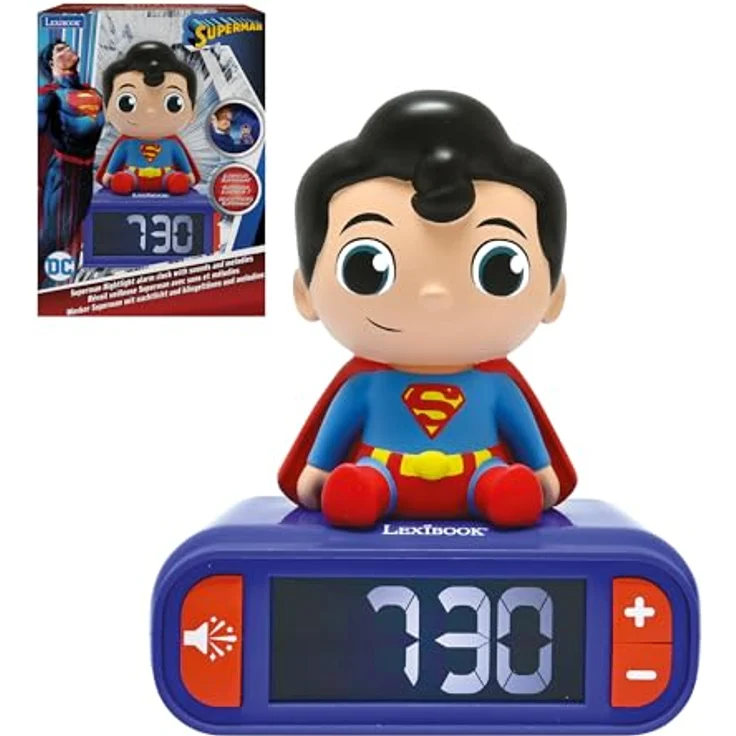 Lexibook Superman Nachtlicht-Wecker RL800SU mit LCD-Bildschirm, 6 Klingeltönen und Schlummerfunktion – Bild 1