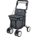 Carlett - Einkaufstrolley Rollator mit 4 Rädern und Sitz, Zusammenklappbarer Einkaufswagen mit herausnehmbarer Einkaufstasche 29L/15kg, Lett800 Senior Comfort, Azurro
