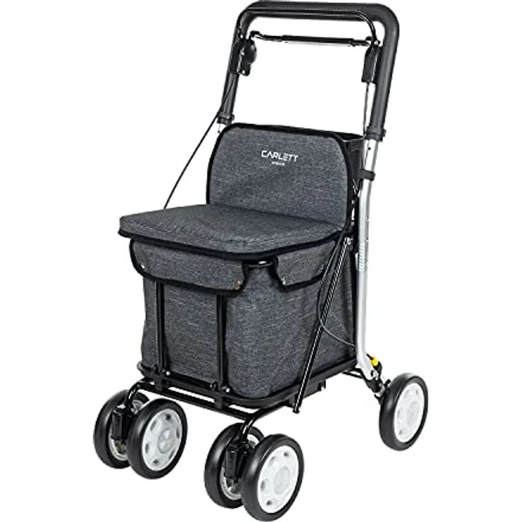 Carlett - Einkaufstrolley Rollator mit 4 Rädern und Sitz, Zusammenklappbarer Einkaufswagen mit herausnehmbarer Einkaufstasche 29L/15kg, Lett800 Senior Comfort, Azurro – Bild 1