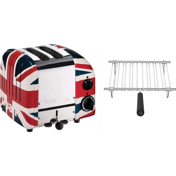 Dualit Toaster 2er Toaster mit Brötchenaufsatz, Union Jack Design