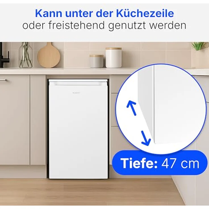 Bomann VS 7255 Kühlschrank, 87l Standgerät in Weiß mit 3 Glasablagen, Gemüsefach und stufenloser Temperaturregelung – Bild 6