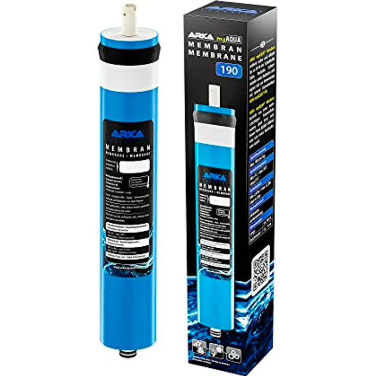 ARKA Aquatics myAqua190 Membran - für max. 190 L/Tag Osmosewasser, entfernt bis zu 99% der Schadstoffe, Salze, Pestizide, Schwermetalle & Bakterien aus dem Wasser, – Bild 1