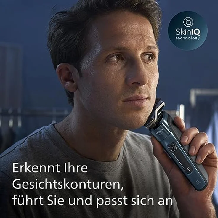 Philips Shaver S7000 Elektrischer Nass- & Trockenrasierer in Eisblau mit SkinIQ Technologie & 45 selbstschärfenden Klingen – Bild 4