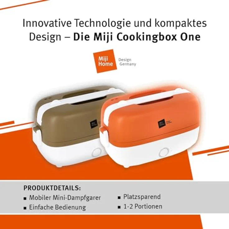 Miji Cookingbox One - Mobile elektronische Kochbox - das kleinste ''to go'' Kochgerät der Welt, Orange-White – Bild 2