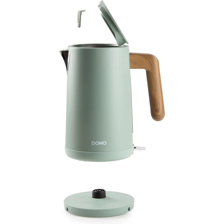 Domo DO 9282 WK, Wasserkocher mit 1,7 Liter Fassungsvermögen, 2200 Watt Leistung, 360°-Drehsockel, Grün
