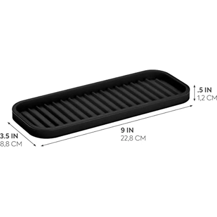 InterDesign Lineo Trennwand für Spülbecken, Silikon Waschbecken-Ablage 9 x 3.5 x .5 schwarz – Bild 3
