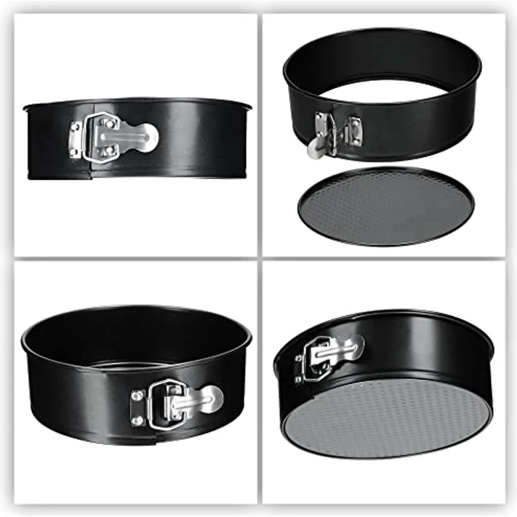 KADAX Tortenform, Ø 21,5cm-30cm, Springform mit Antihaftbeschichtung, runde Backform, Flachboden, auslaufsicher, ∅ 24cm, Schwarz – Bild 4