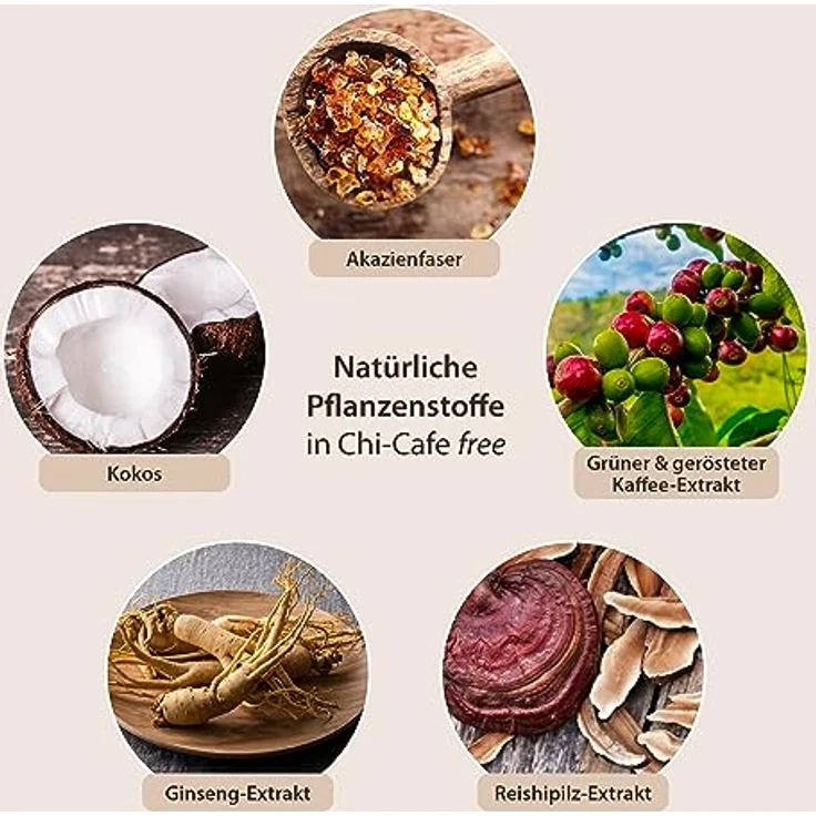 Dr. Jacob's Chi-Cafe free Pulver 250 g, entkoffeinierter Kaffee-Genuss mit Reishi-Pilz, vegan, ohne Zuckerzusatz – Bild 6