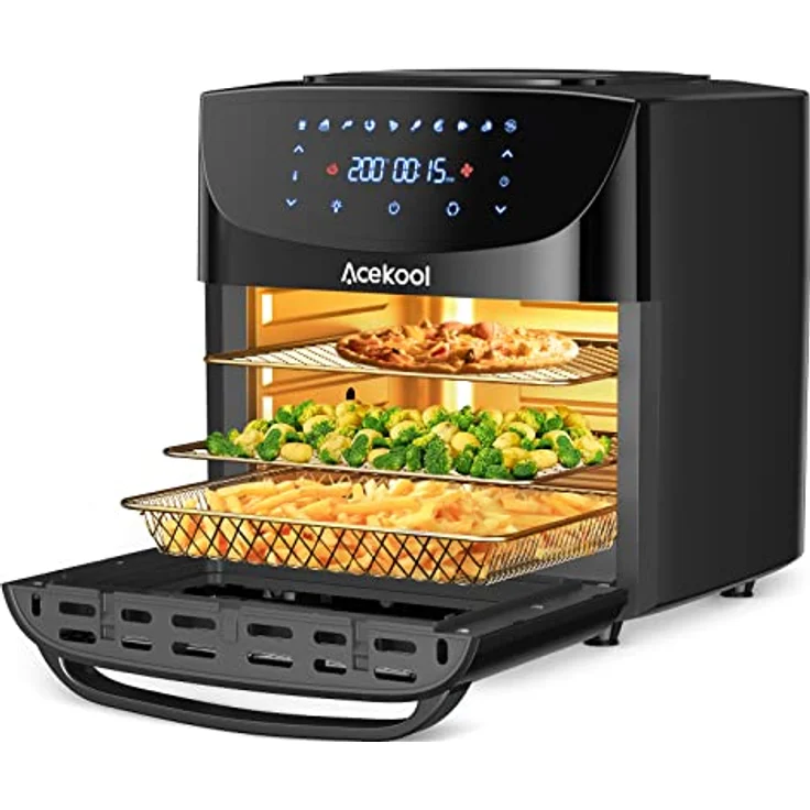 18L Heißluftfritteuse XXL, 1800W Heißluftbackofen - Airfryer - Friteuse Ohne ÖL - Heissluftfriteuse mit 7 Zubehör, LED Digitalem Touchscreen, Visualisiertes Fenster - Acekool air fryers FT1 – Bild 1