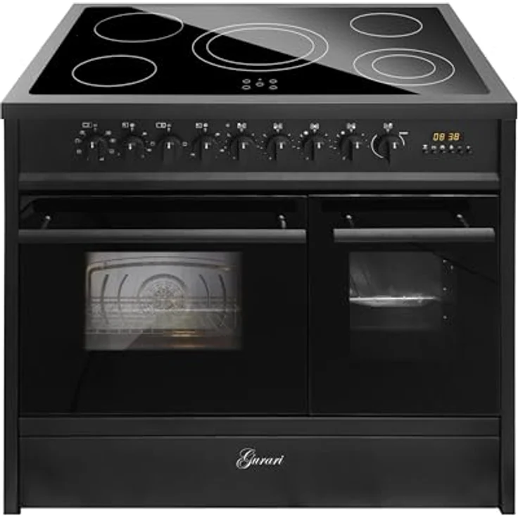 GURARI Elektro-Standherd GCH E 912 DF BL, 90 cm mit Doppelbackofen, 1-fach-Teleskopauszug und Dunstabzugshaube GCH S 155 BL Prime in Schwarzglas – Bild 2