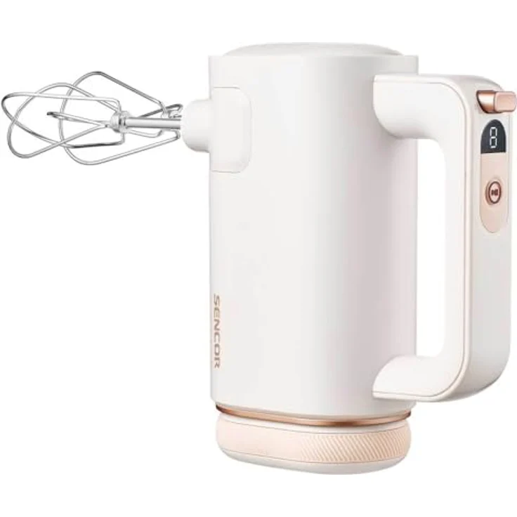Sencor SHM 9130WH, Drahtloser Handmixer mit 8 Geschwindigkeitsstufen, digitalem Display und USB-C Aufladung, Weiss – Bild 1