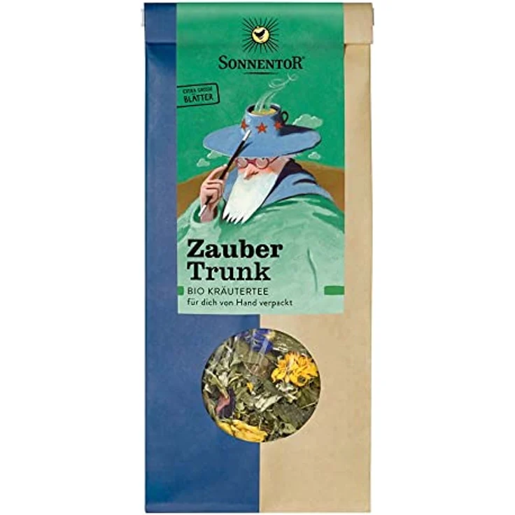 Sonnentor Zaubertrunk Bio - Lose Tee, 50 g, würzig-blumige Kräuternuancen, goldgelbe Farbe – Bild 2