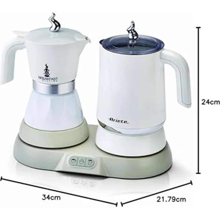 Ariete 1344 Breakfast Station 3-in 1 Espressokocher, Wasserkocher, Milchaufschäumer, plastic, 250 milliliters, Weiß – Bild 5