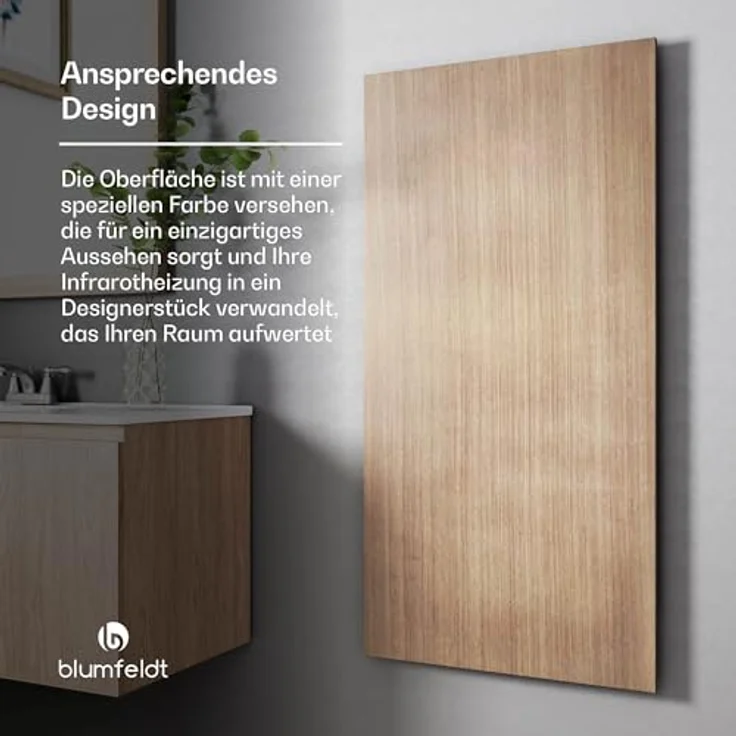 blumfeldt Infrarot Wandheizung 700W – IP44, WLAN- & App-Steuerung, effizienter Überhitzungsschutz, für Badezimmer, Holz Design – Bild 4