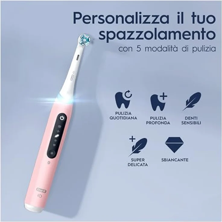 Oral-B iO 5N Elektrische Zahnbürste mit wiederaufladbarem Griff, 1 Kopf und Reisekoffer, entworfen von Braun - Rosa – Bild 4