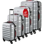 monzana Kofferset, 4 Rollen Rollen, (4 tlg), Baseline Hartschalen Koffer S-M-L-XL Gel-Griffe 4 Rollen ABS Hardcase, in schwarz, silber, grün oder blau