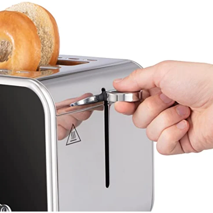 Russell Hobbs Toaster [für 2 Scheiben] Distinctions Edelstahl Schwarz (extra breite Toastschlitze, inkl.Brötchenaufsatz, 6 Bräunungsstufen + Auftau-&Aufwärmfunktion, Lift&Look-Funktion, 1600W)26430-56 – Bild 5