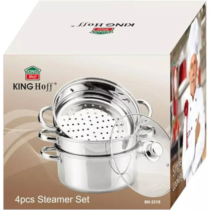 KING HOFF Mantowarka Dampfkocher, Edelstahl, 4 Teile, Silber – Bild 3