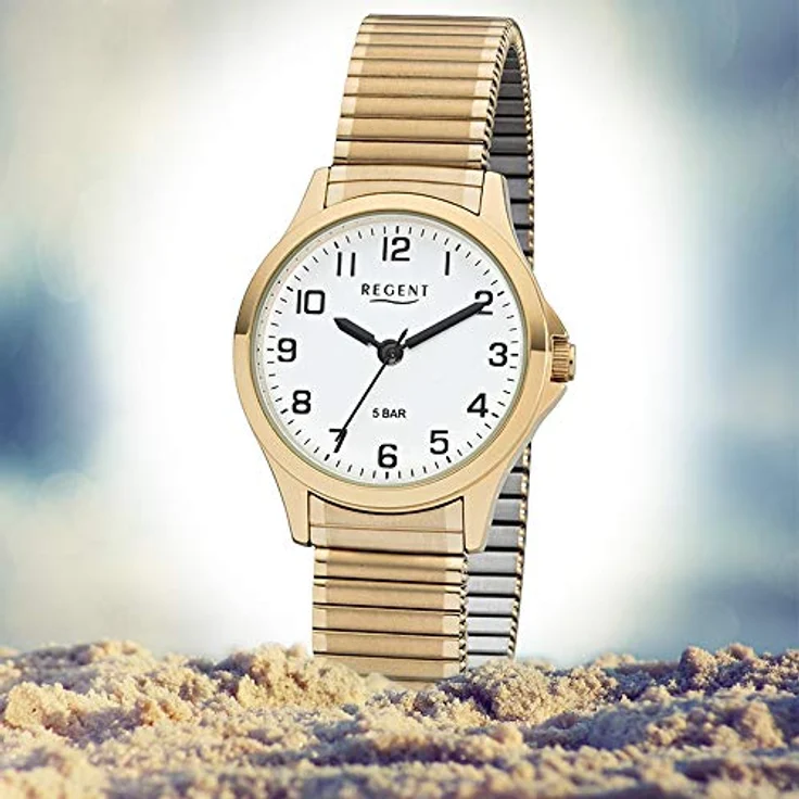 Regent Armbanduhr Damen Zugarmband 2243489, Quarzuhr, 29 mm, gelbgold – Bild 4