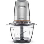 Kenwood EasyChop+ CHP62.400 SI Elektrischer Zerkleinerer mit Vierfach-Klingen aus Edelstahl, One-Touch-Bedienung, Eiscrusher, 0,6 l Arbeitsbehälter, Spülmaschinenfest, 500W, Silber