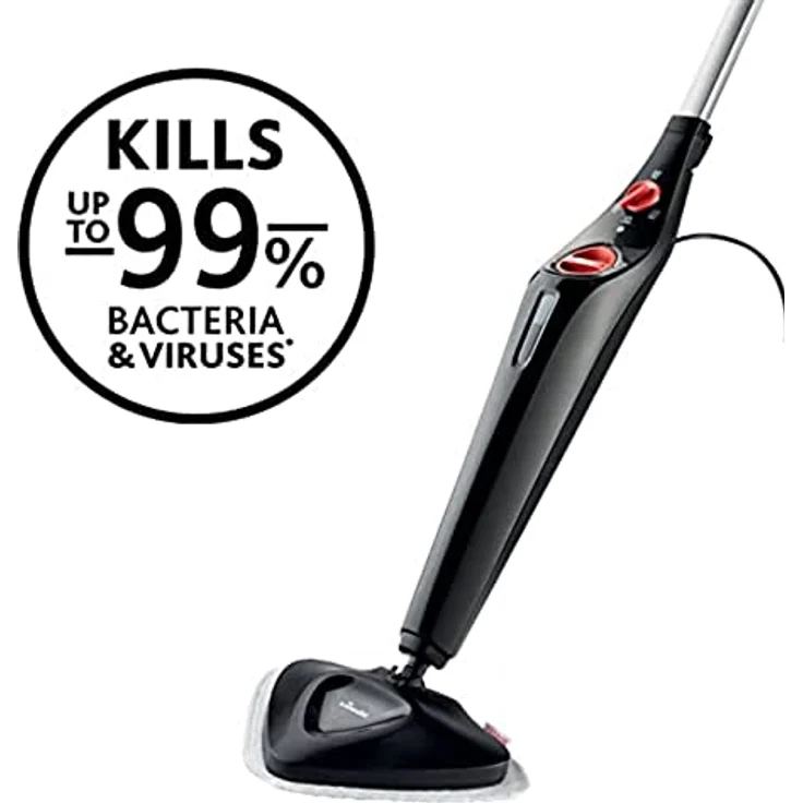 Vileda Steam Plus Dampfreiniger mit PowerPad, zusätzl. 2 Mikrofaser-Ersatzpads, entfernt bis zu 99,9% der Bakterien und Viren, für alle Böden, ideal für Teppiche, Eco-Verpackung – Bild 4