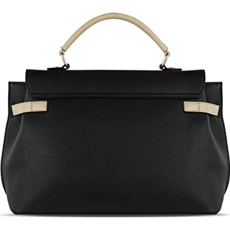 bugatti Umhängetasche ELLA, elegante Handtasche mit kontrastfarbenen Raffungen, goldener Drehverschluss und verstärktem Boden, schwarz – Bild 3