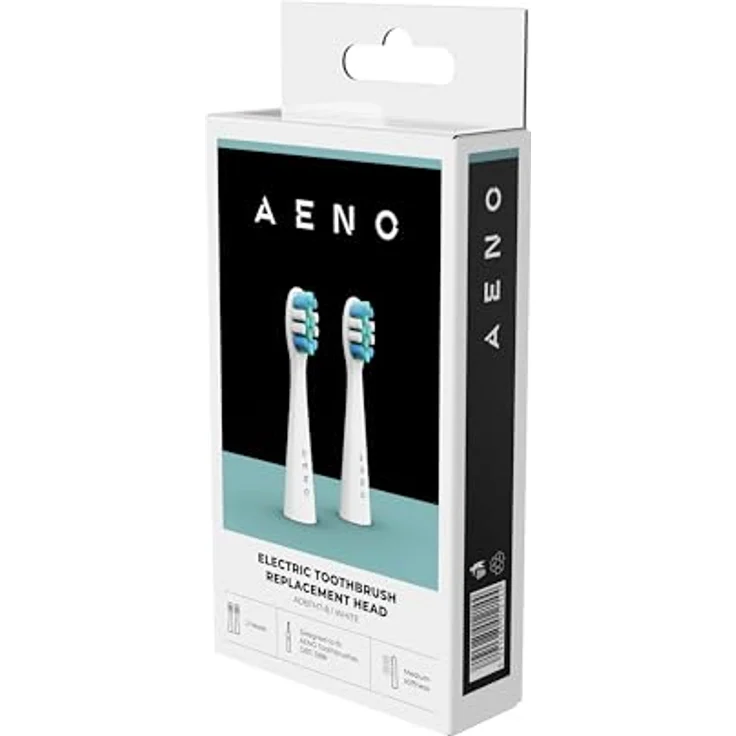 AENO Ersatzzahnbürstenköpfe ADBTH7-8 für ADB0007/ADB0008, Weiß, Ultraweiche Dupont-Borsten, 2 Stück Set – Bild 3
