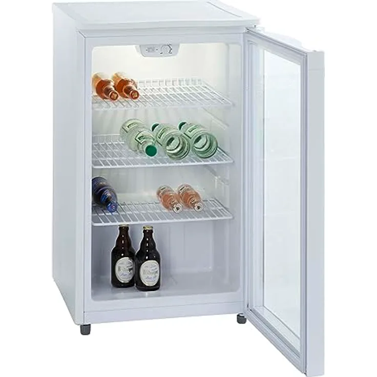 PKM GKS102 Glastür-Kühlschrank | Getränkekühlschrank | 102 Liter | 85 cm hoch | Wechselbarer Türanschlag | Leise Laufleistung | 42 dB