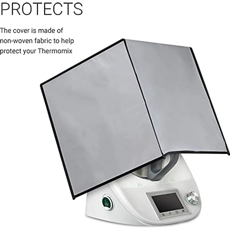 kwmobile Hülle kompatibel mit Thermomix TM5 / TM6 - Küchenmaschine Staubschutz Abdeckhaube - Staubhaube in Hellgrau – Bild 2