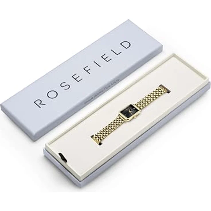 Rosefield Octagon XS Black Gold, Armbanduhr mit schwarzem Ziffernblatt, 19,5x24 mm goldfarbenem Edelstahlgehäuse, wasserdicht bis 3 ATM – Bild 5