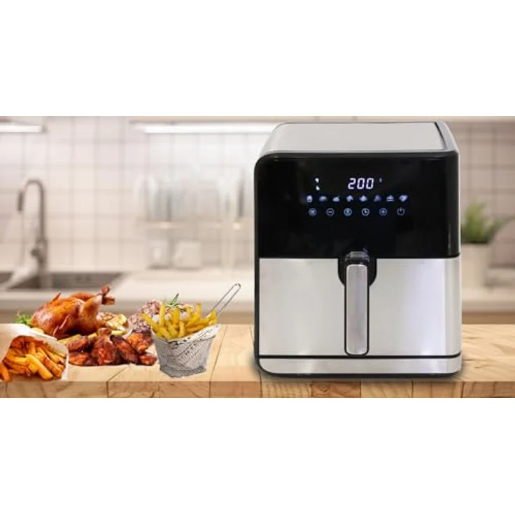 DMS XXL 8 Liter Heißluftfritteuse | Backofen | Heißluftgrill | Cooker | fettfrei und ohne Öl | inklusive 8 Programmen und digitalem Touch Display | 1800 Watt – Bild 3