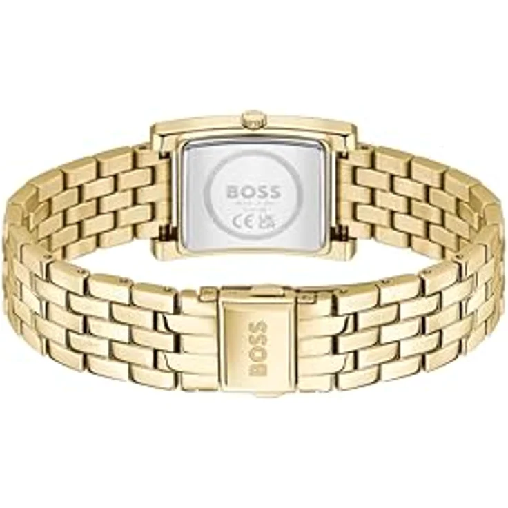 BOSS Lucy, Zwei-Zeiger-Quarzwerk-Uhr für Damen mit quadratischem Gehäuse und grünem Sonnenstrahlzifferblatt, goldfarbenes Edelstahlarmband - 1502785 – Bild 4