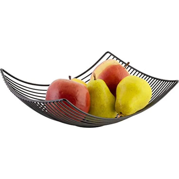 axentia Obstschale Obstkorb, Eisendraht, schwarz, ca. 31 x 10 x 23 cm
