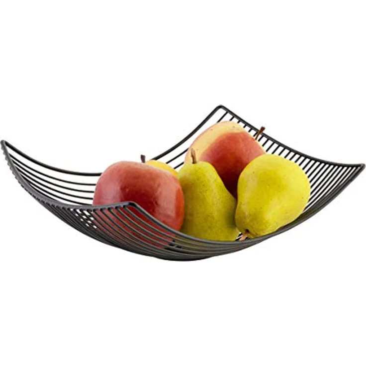 axentia Obstschale Obstkorb, Eisendraht, schwarz, ca. 31 x 10 x 23 cm – Bild 1