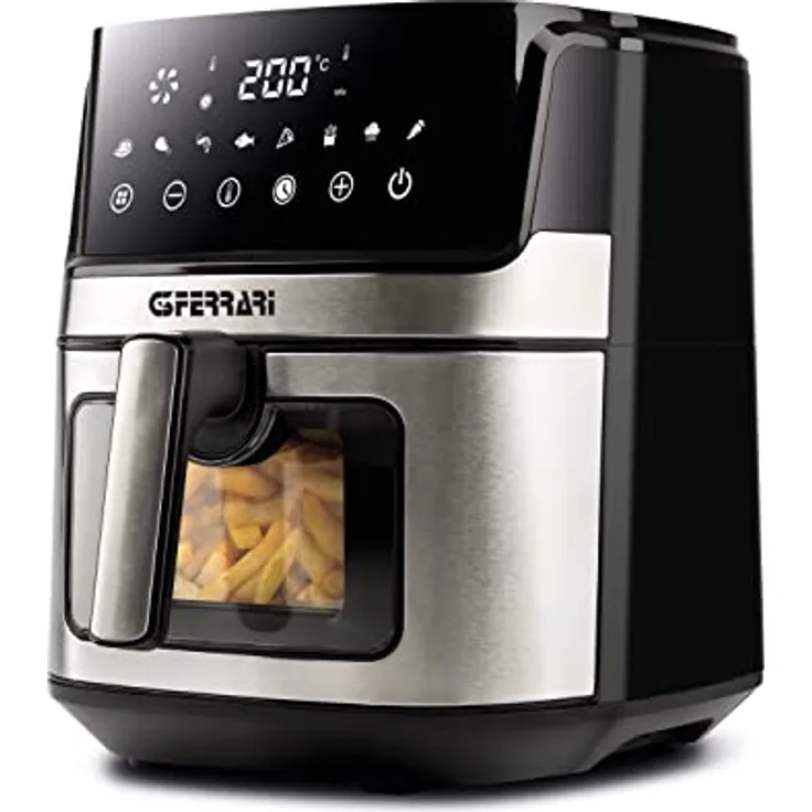 G3 Ferrari G10167 Araia Fritteuse "Fritgisano Visual", 1700 W, 6,5 Liter, 8 Programme, digitales Display, INOX