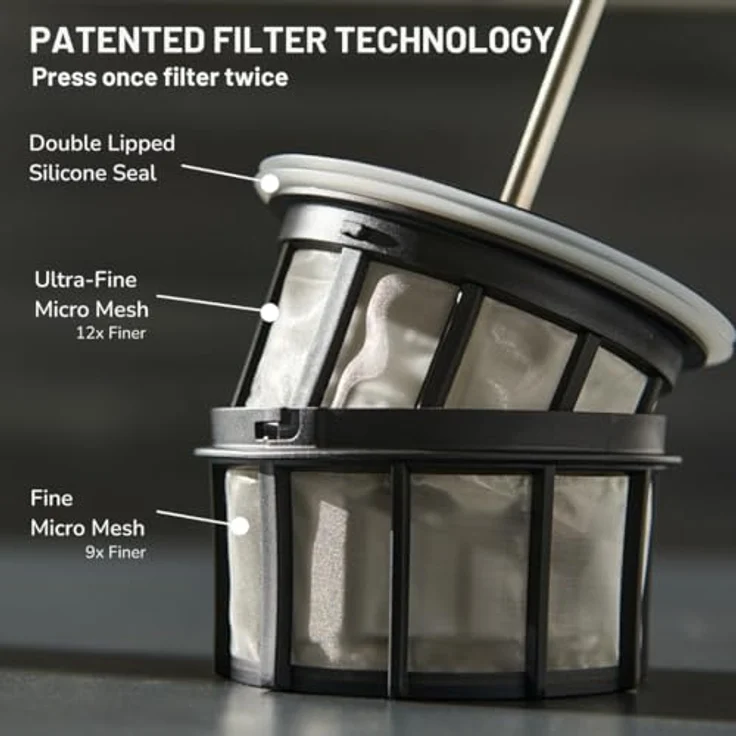 Espro French Press P7 Kaffeekanne, 0,53l, doppelter Mesh-Filter, Matte Black – Bild 2