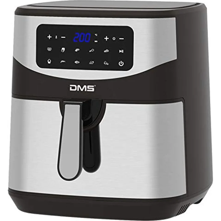 DMS Heißluftfritteuse XXL HF-7S, ohne Öl, 7 Liter Fassungsvermögen, 1800 Watt, silber, Edelstahl, inkl. 10 Programme – Bild 6