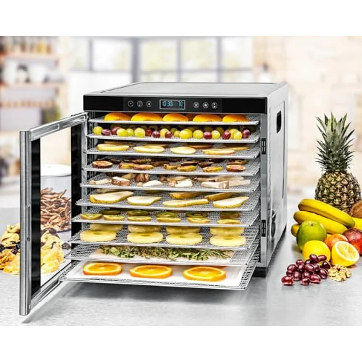 Rommelsbacher Dörrautomat DA 1050, 1,6 m² Dörrfläche, 10 Edelstahl-Dörrtabletts, Warmhaltefunktion, 99 Std. Zeitschaltuhr, Temperatur einstellbar (35 °C – 75 °C) – Bild 3