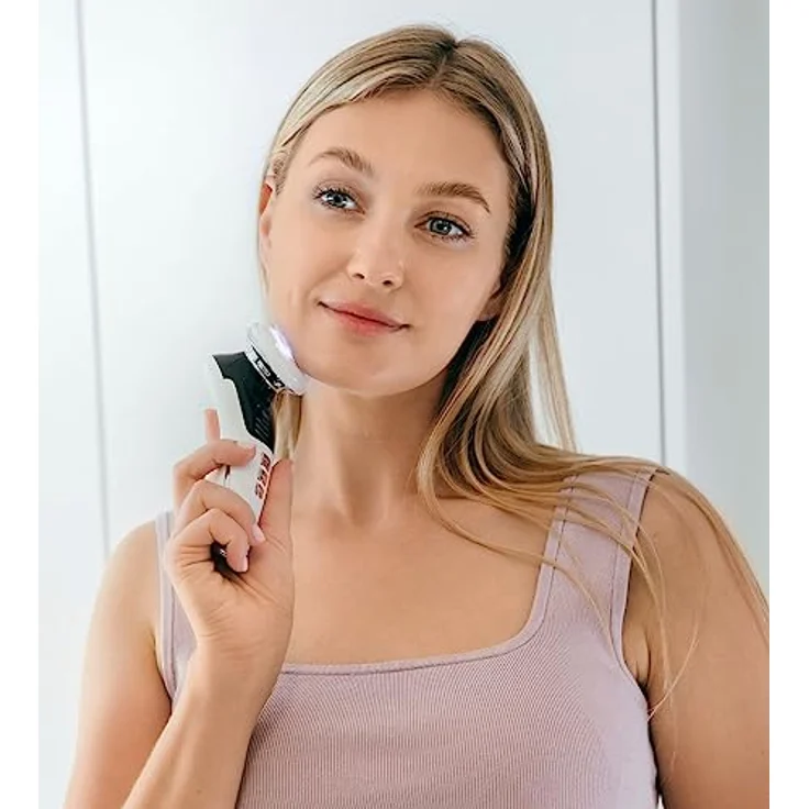 Beautifly Elektrische Gesichtsreinigungsbürste B-GLOSSY-PRO 8in1 Mesotherapie nadellos Gelb, Blau, Rot - Ultraschall-Reinigung, EMS-Gesichtsstraffung, Kollagensynthese - Preisvergleich – Bild 6