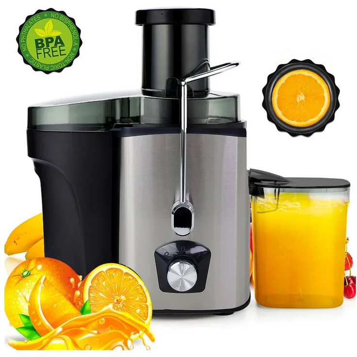 OYLCDI OYLCDI Edelstahl Entsafter, 600W, 75mm Füllöffnung, 3 Geschwindigkeiten, für Obst und Gemüse