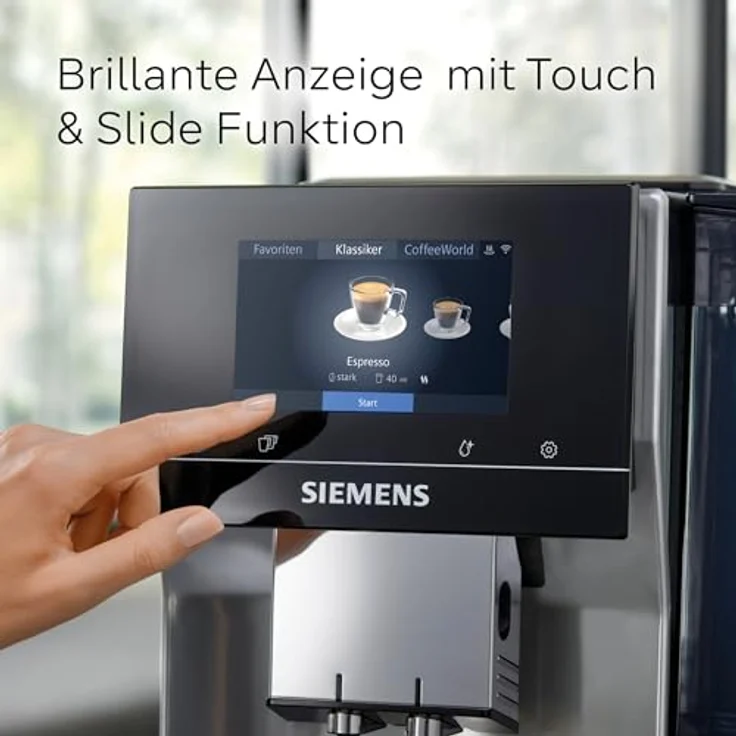 Siemens Kaffeevollautomat EQ700 classic TP715D01, App-Steuerung, Cold Brew, intuitives Full-Touch-Display, bis zu 10 individ. Kaffeekreationen als Favoriten, autom. Dampfreinigung, 1500 W, grau-silber – Bild 4