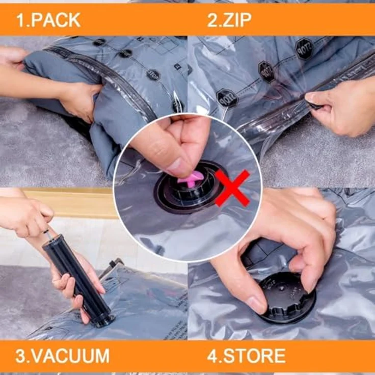 GONGSHI Vakuumbeutel für Kleidung, Bettdecken & Kissen, 10 Stück Medium mit elektrischer Pumpe, luftdicht und wasserdicht, platzsparend für Reise und Haushalt – Bild 5