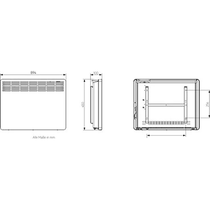 AEG Wandkonvektor WKL 2505 für ca. 25 m², 2500 W, 5-30 °C, wandhängend, LC-Display, Wochentimer, Metall, Ökodesign 2018, 236536, Konvektor – Bild 6