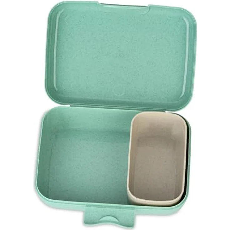 Koziol CANDY L Lunchbox, geräumig mit extra Box zur Lebensmittelseparierung, bruchsicher aus biozirkulärem Kunststoff, organic sage green – Bild 2