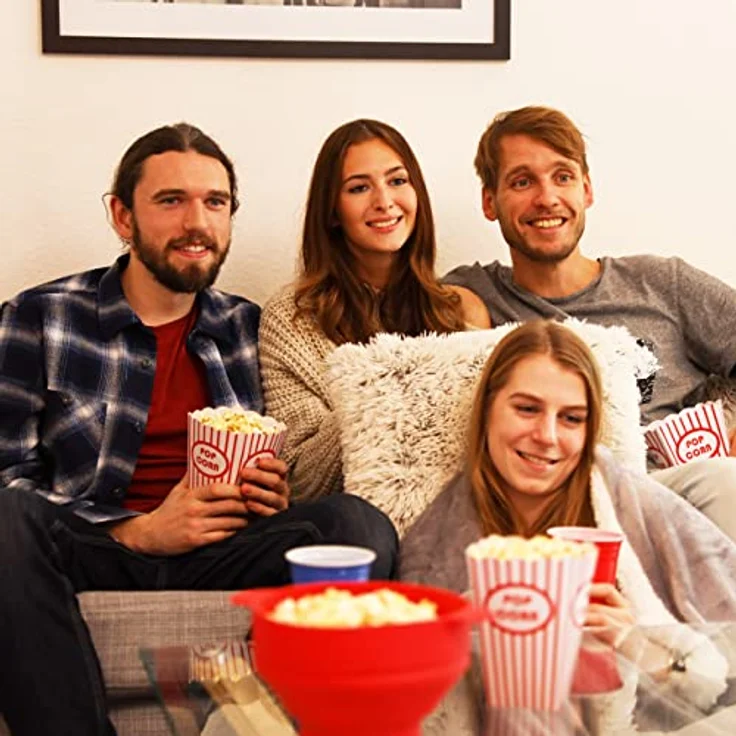 Relaxdays Popcorn Maker Silikon für Mikrowelle, zusammenfaltbarer Popcorn Popper, Zubereitung ohne Öl, BPA-frei, blau – Bild 4