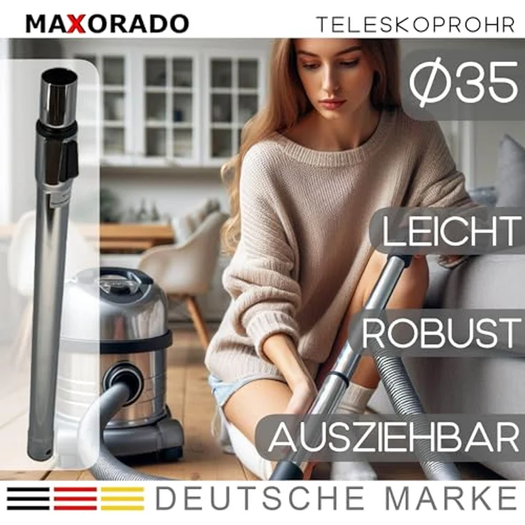 Maxorado Teleskoprohr Verlängerungsrohr kompatibel mit Ersatzteil für Bosch Siemens Staubsauger Rohr Staubsaugerrohr VS06B210 Synchropower VS06B2410 VS06 B2410 VS06C110 C110 VS06G2410 G2410 VS06A230 – Bild 3