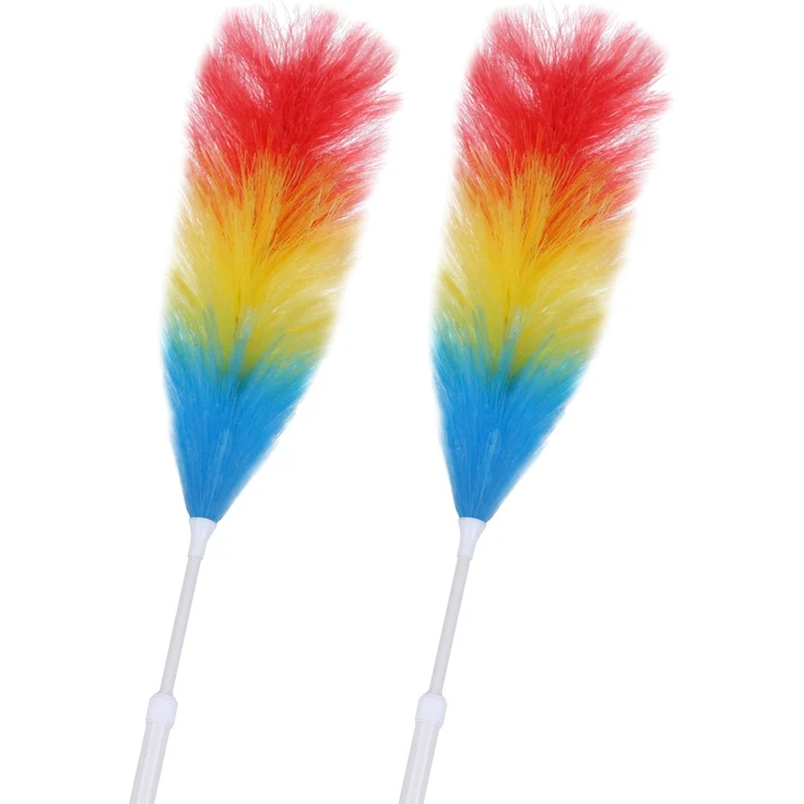 Bestlivings Staubwedel 90374 Staubwischer, ausziehbar bis 97cm, Bürstenkopf: Bunt, Teleskopstiel, weiche Borsten